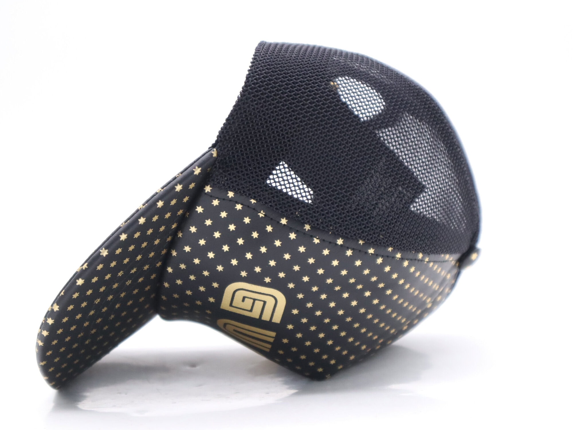 Gucci Black Lambskin GUCCY Star Print Mesh Trucker Baseball Cap, additional view 3