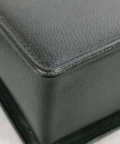 Valentino Garavani Black Textured Leather V-Logo Flap Top Handle Shoulder Bag - Image 9