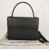 Valentino Garavani Black Textured Leather V-Logo Flap Top Handle Shoulder Bag