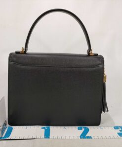 Valentino Garavani Black Textured Leather V-Logo Flap Top Handle Shoulder Bag - Image 2