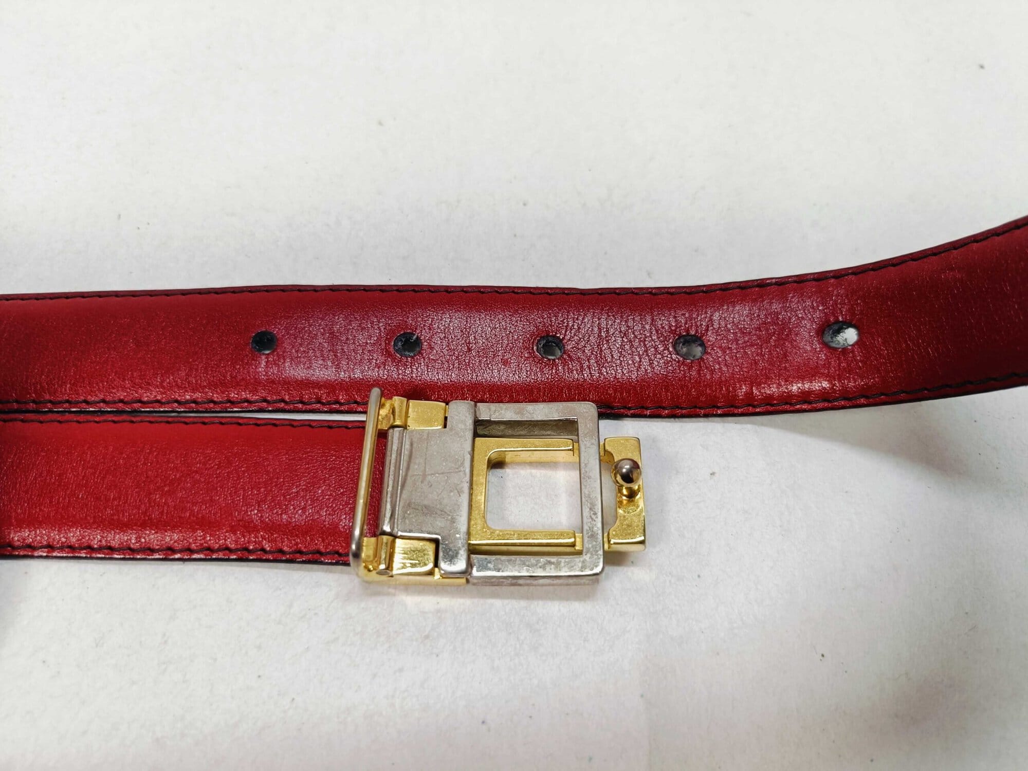 Bally Black & Red Reversible Grained Leather B-Logo Buckle Belt 70/28, additional view 4