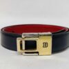 Bally Black & Red Reversible Grained Leather B-Logo Buckle Belt 70/28