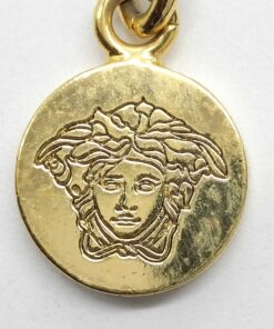 Versace Gold-Tone Greca Key Pavé Crystal Medusa Head Pendant Charm Bracelet - Image 7