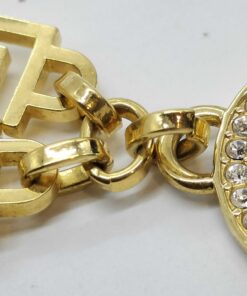 Versace Gold-Tone Greca Key Pavé Crystal Medusa Head Pendant Charm Bracelet - Image 9