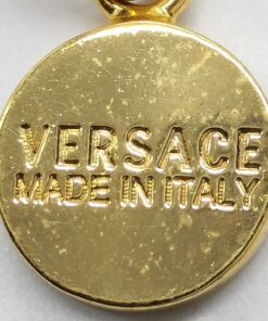 Versace Gold-Tone Greca Key Pavé Crystal Medusa Head Pendant Charm Bracelet - Image 6