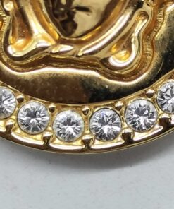 Versace Gold-Tone Greca Key Pavé Crystal Medusa Head Pendant Charm Bracelet - Image 2