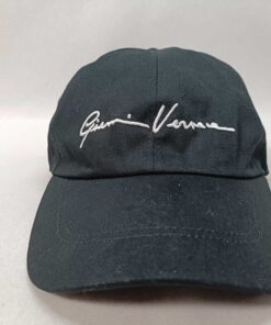 Versace Black Cotton Gianni Script Embroidered Baseball Cap Size 57