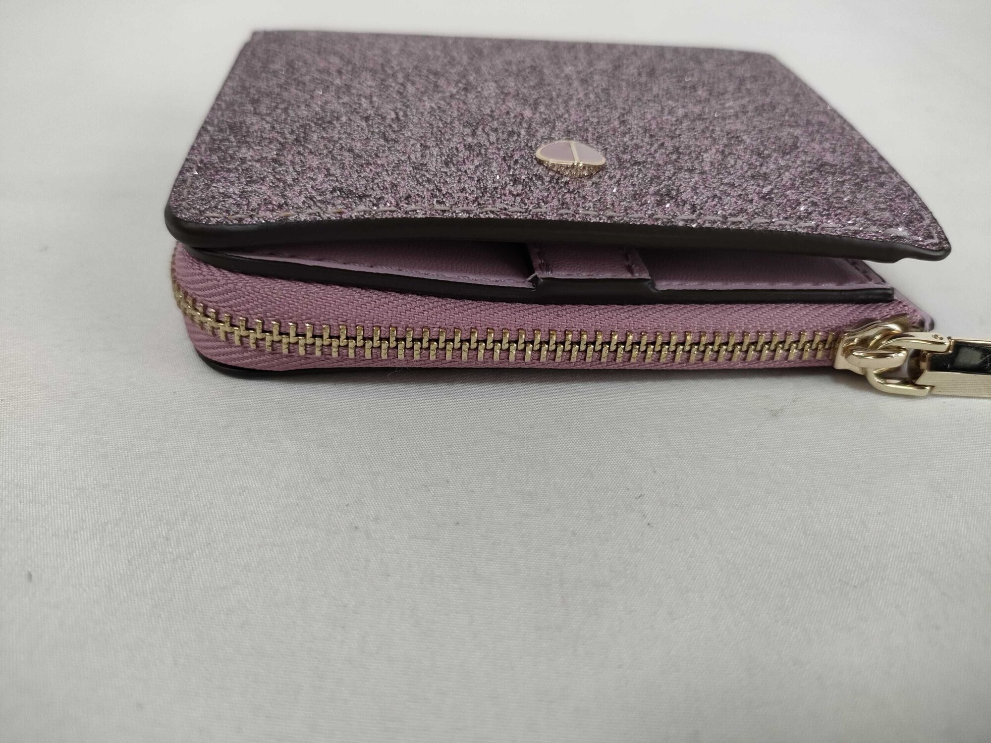 Kate Spade Burgess Court Mica Rose Gold Glitter Compact Bifold Wallet, additional view 9