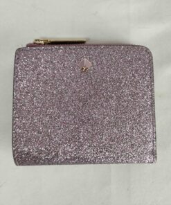 Kate Spade Burgess Court Mica Rose Gold Glitter Compact Bifold Wallet