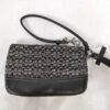 Coach Black & Gray Signature Mini Jacquard Leather-Trim Corner-Zip Wristlet