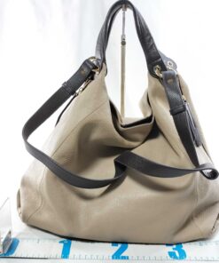 Furla Taupe & Dark Brown Pebbled Leather Slouchy Hobo Shoulder Bag - Image 2