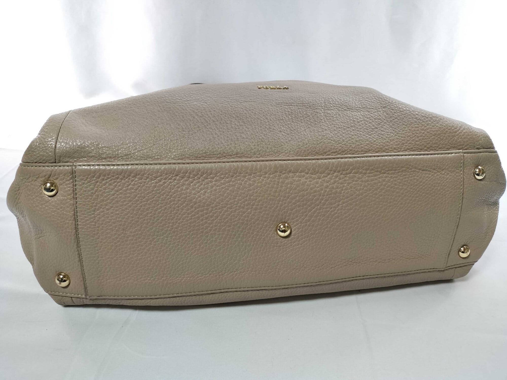 Furla Taupe & Dark Brown Pebbled Leather Slouchy Hobo Shoulder Bag - Image 8