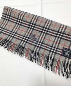 Vintage Burberrys of London Gray House Check 100% Pure Wool Oversized Scarf Shawl