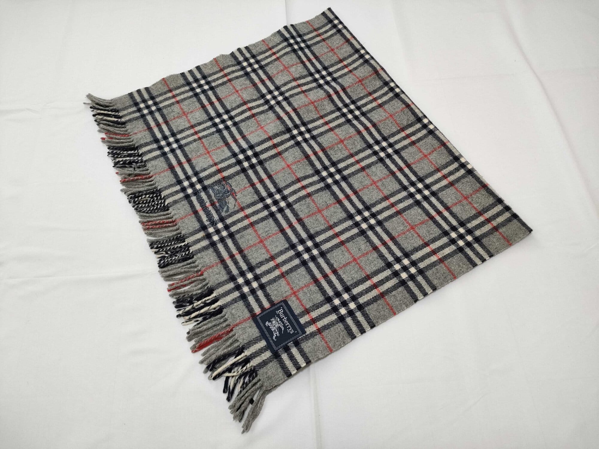 Vintage Burberrys of London Gray House Check 100% Pure Wool Oversized Scarf Shawl, additional view 2