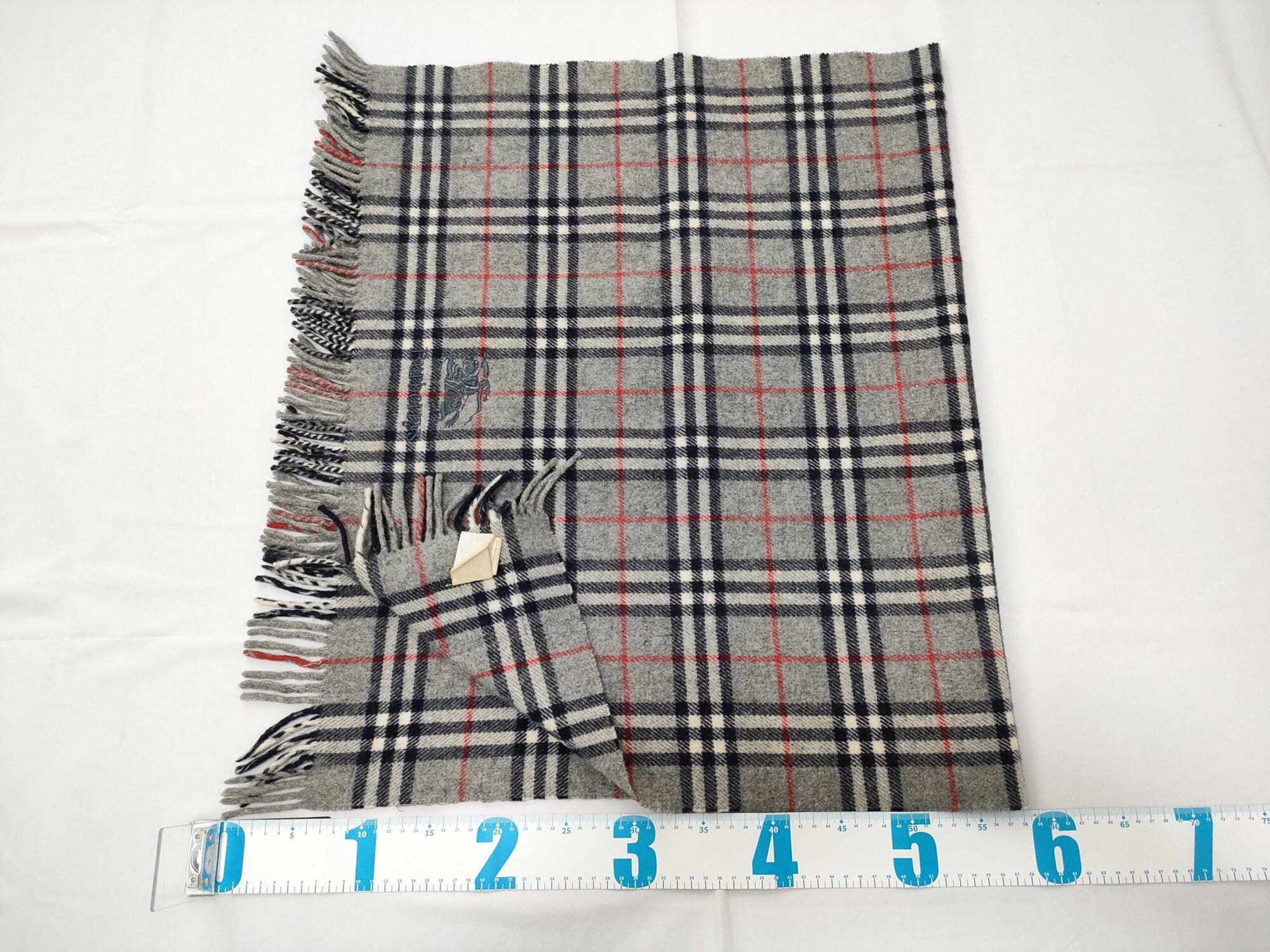 Vintage Burberrys of London Gray House Check 100% Pure Wool Oversized Scarf Shawl, additional view 3