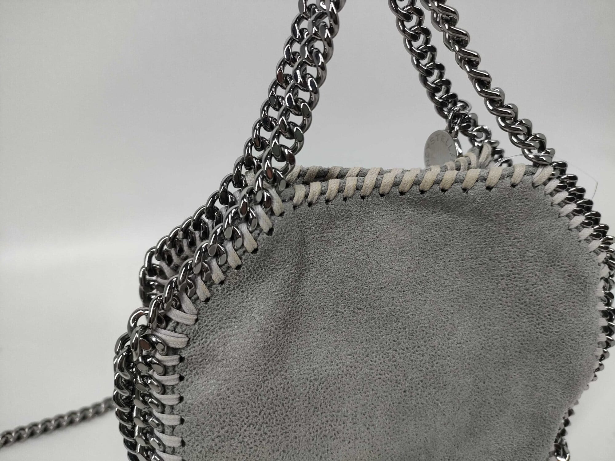 Stella McCartney Light Gray Shaggy Deer Faux Suede Tiny Falabella Tote Bag - Image 3