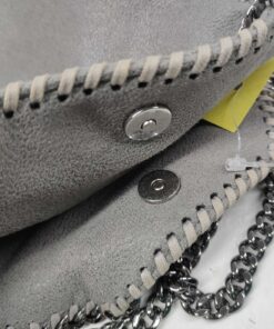 Stella McCartney Light Gray Shaggy Deer Faux Suede Tiny Falabella Tote Bag - Image 9