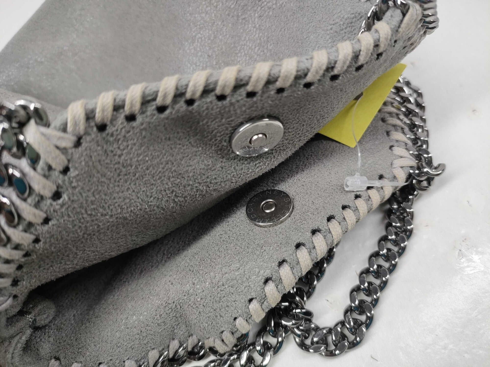 Stella McCartney Light Gray Shaggy Deer Faux Suede Tiny Falabella Tote Bag - Image 9