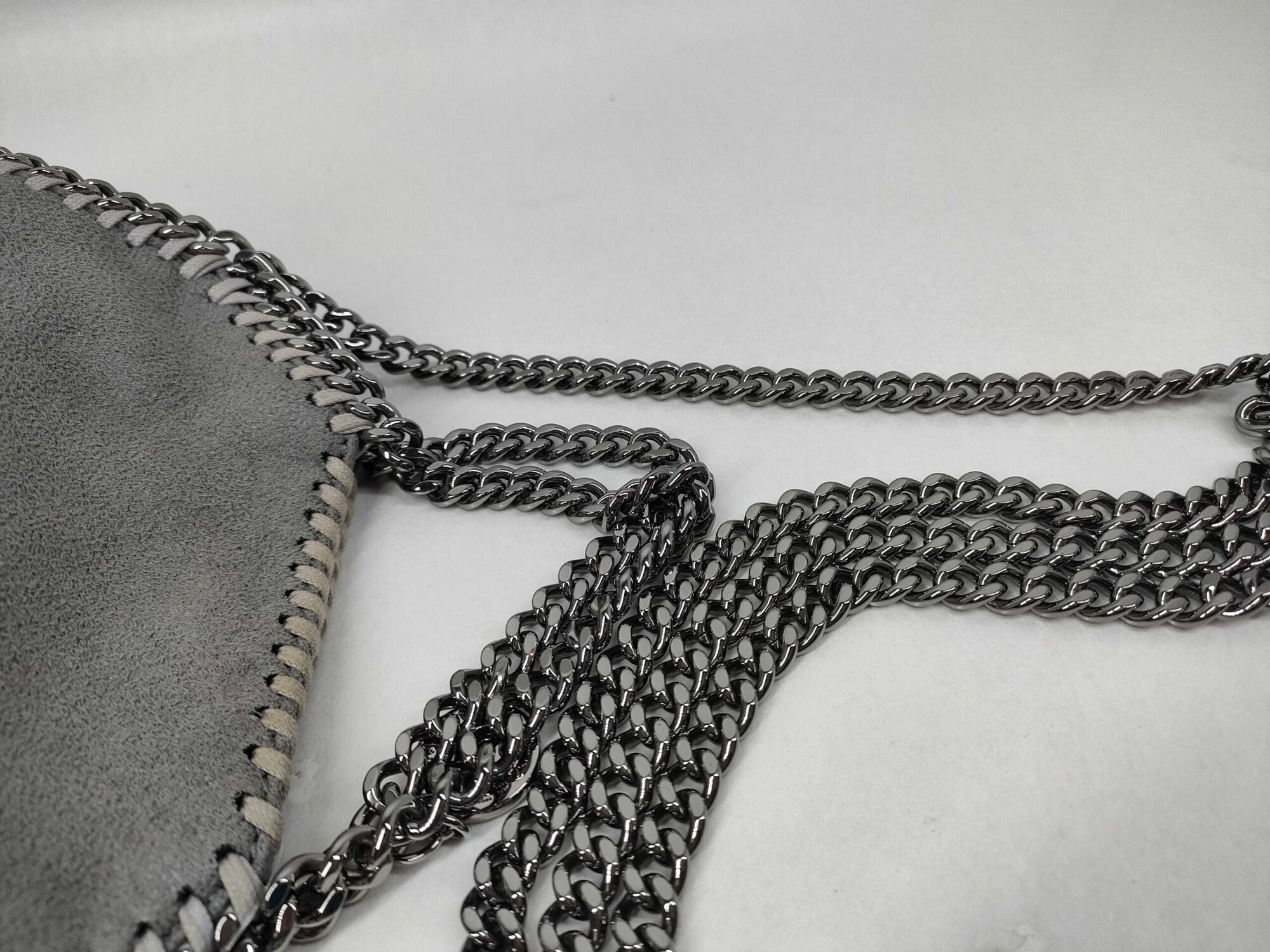 Stella McCartney Light Gray Shaggy Deer Faux Suede Tiny Falabella Tote Bag - Image 5