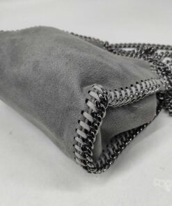 Stella McCartney Light Gray Shaggy Deer Faux Suede Tiny Falabella Tote Bag - Image 6