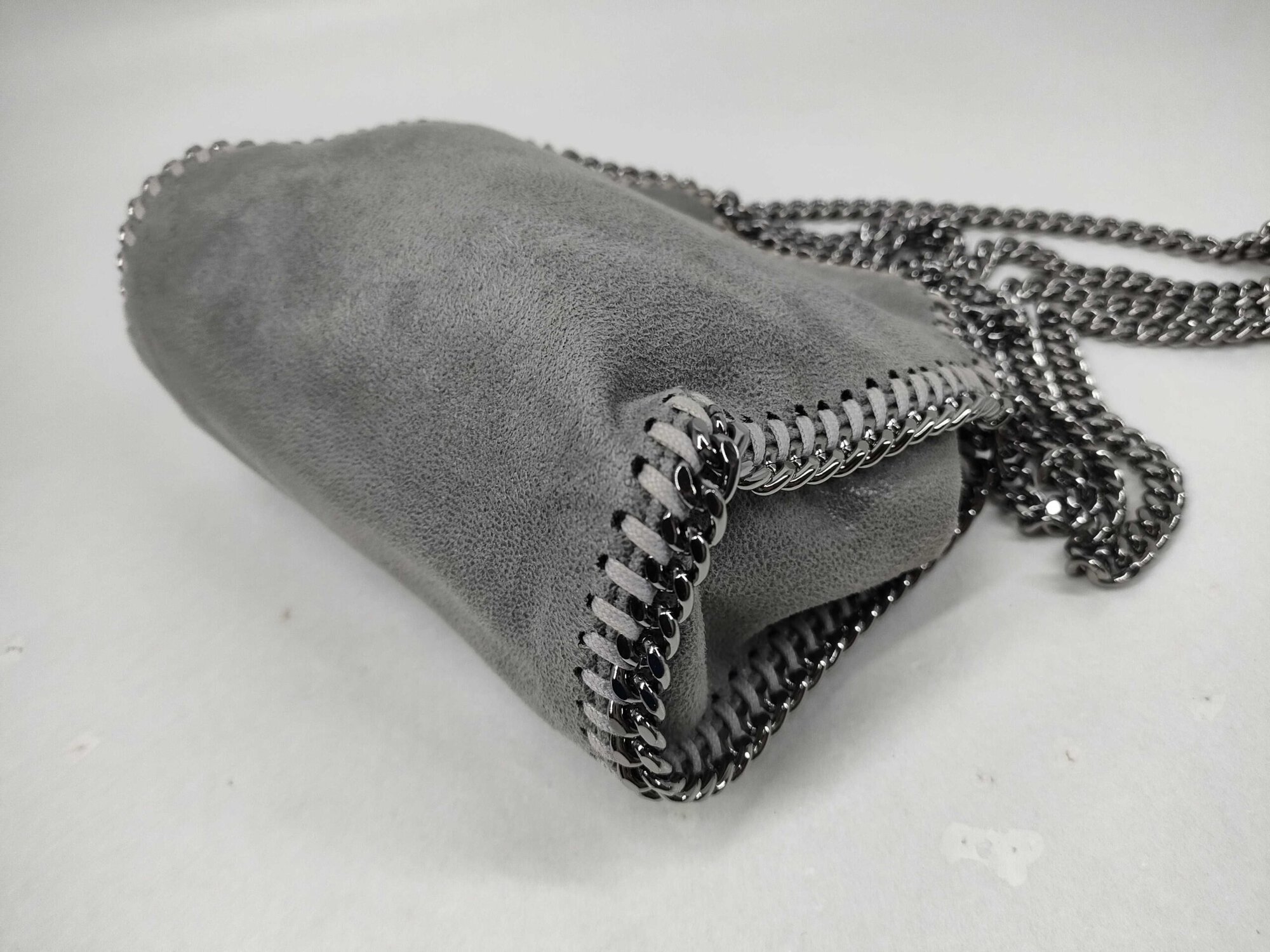 Stella McCartney Light Gray Shaggy Deer Faux Suede Tiny Falabella Tote Bag - Image 6