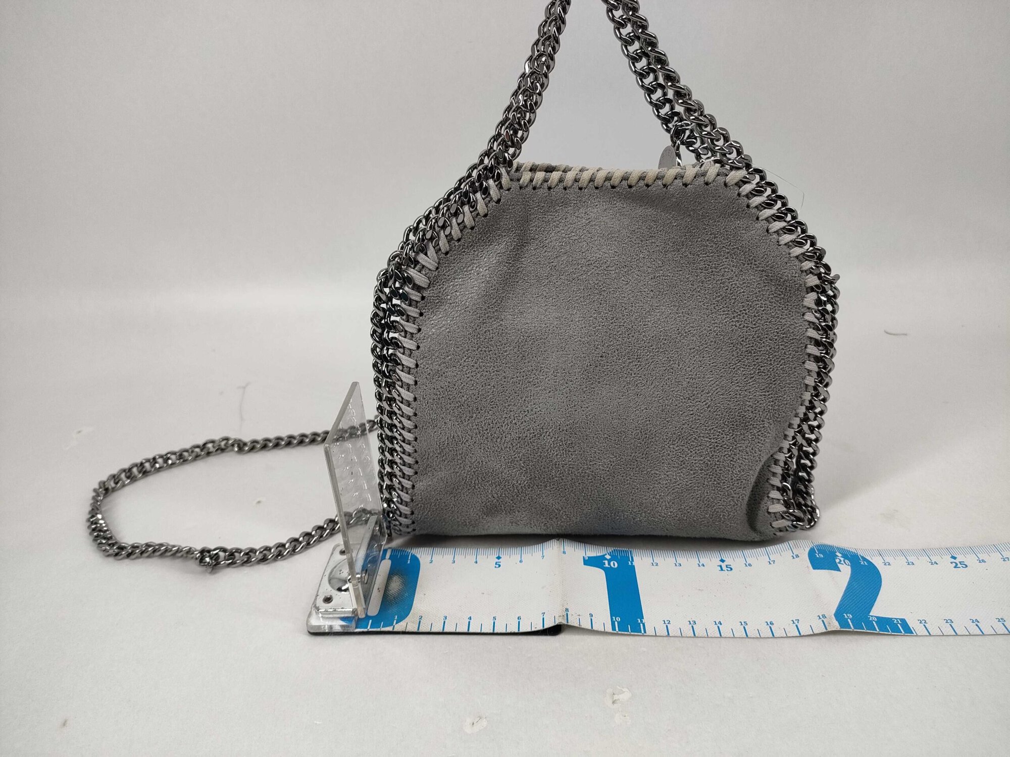Stella McCartney Light Gray Shaggy Deer Faux Suede Tiny Falabella Tote Bag - Image 2