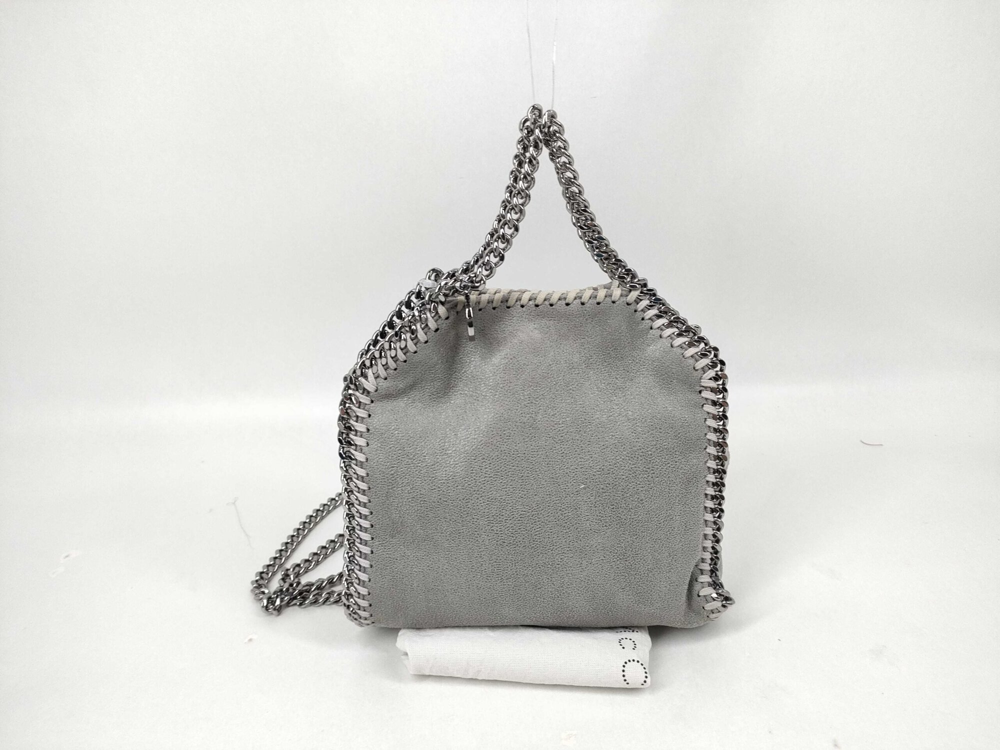 Stella McCartney Light Gray Shaggy Deer Faux Suede Tiny Falabella Tote Bag