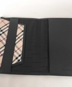 Burberry Vintage Camel House Check Canvas Leather Passport Holder Wallet, additional view 4
