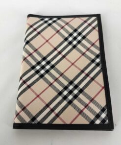 Burberry Vintage Camel House Check Canvas Leather Passport Holder Wallet