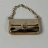 Fendi Gold-Tone Solid Metal Miniature Baguette Vanity Mirror Compact Charm Keychain