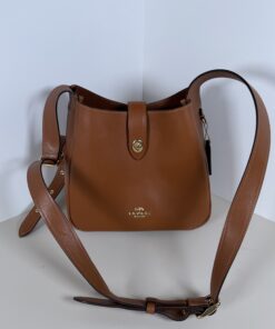 Coach Saddle Brown Refined Pebble Leather Hadley Convertible Crossbody Bag