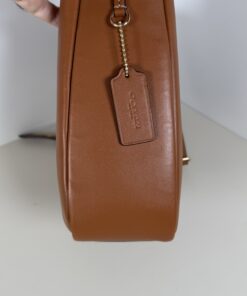Coach Saddle Brown Refined Pebble Leather Hadley Convertible Crossbody Bag - Image 8