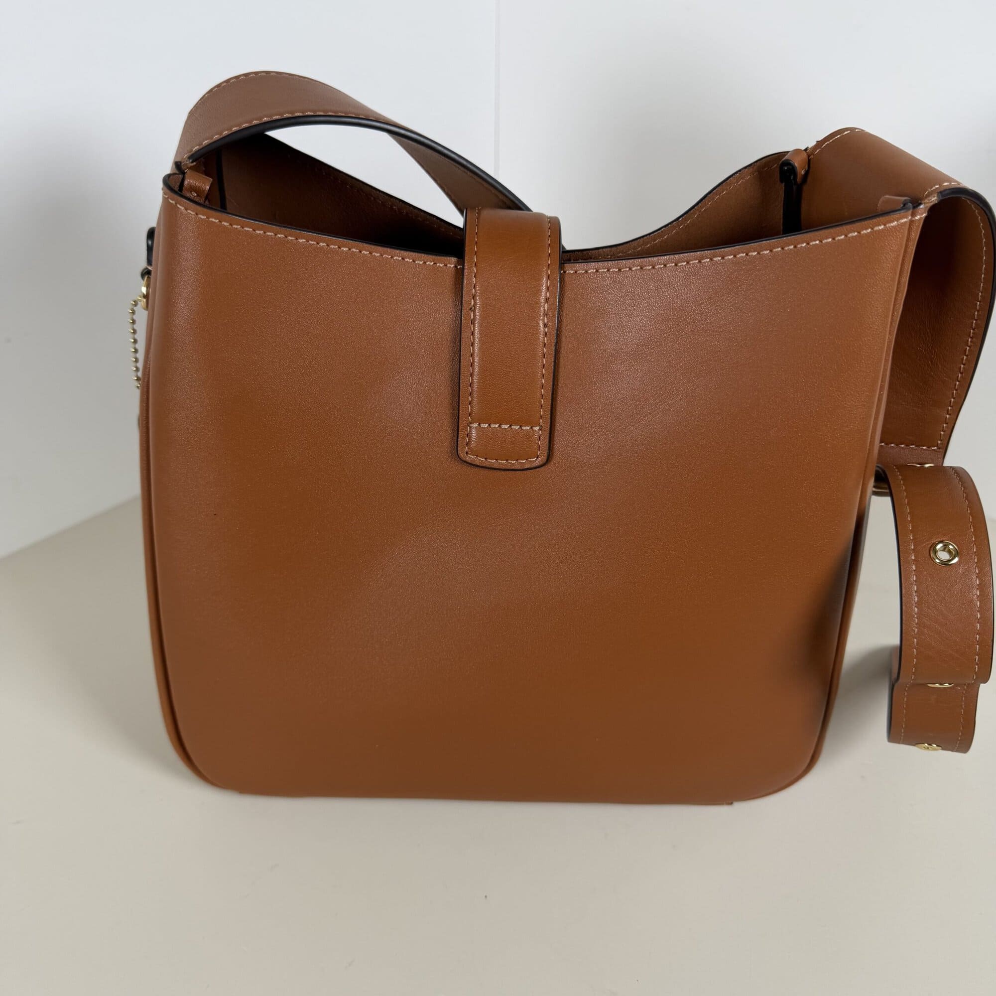 Coach Saddle Brown Refined Pebble Leather Hadley Convertible Crossbody Bag - Image 7