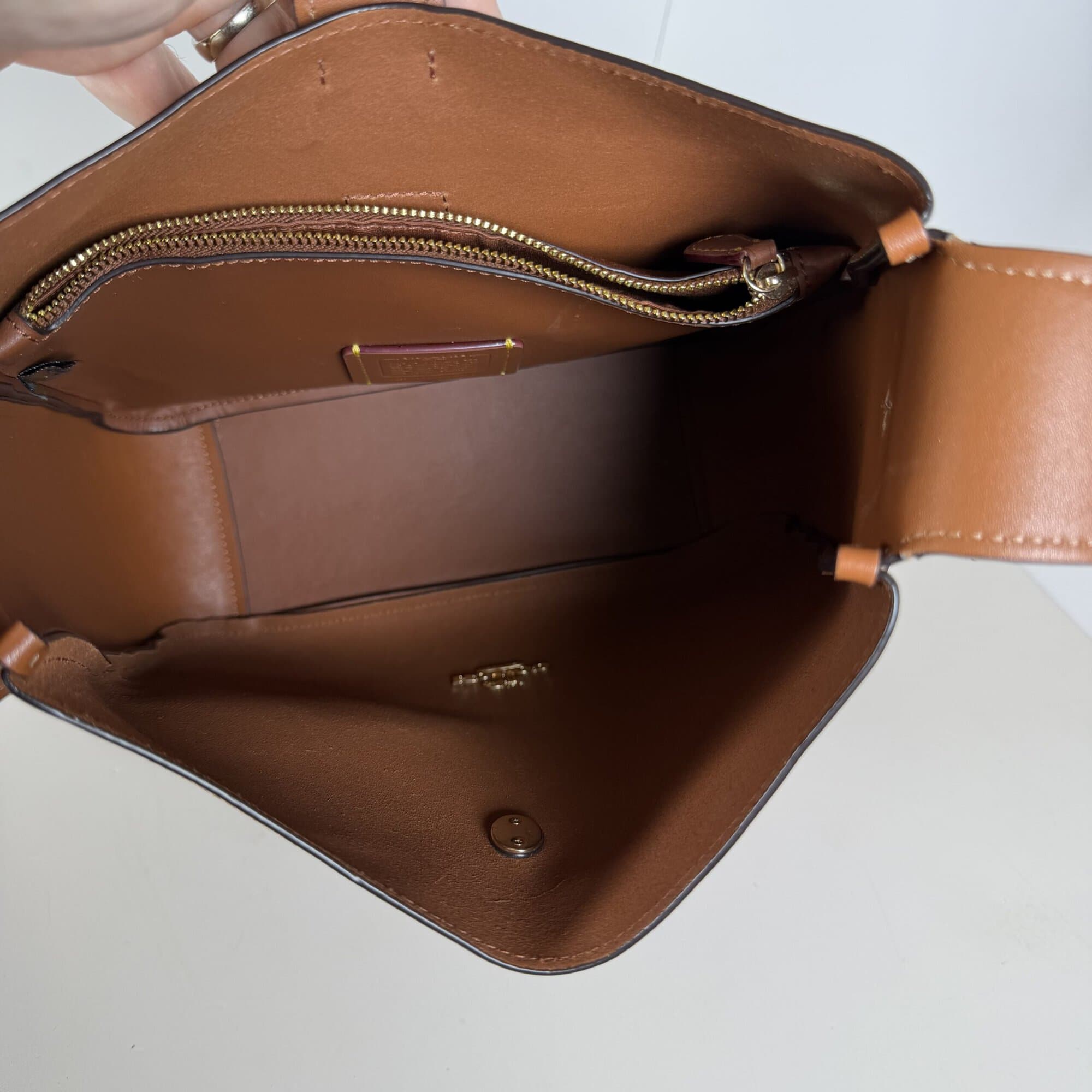 Coach Saddle Brown Refined Pebble Leather Hadley Convertible Crossbody Bag - Image 3