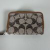 Coach Brass/Mushroom Crystal Signature Jacquard Essential Small Zip Around Card Case Wallet