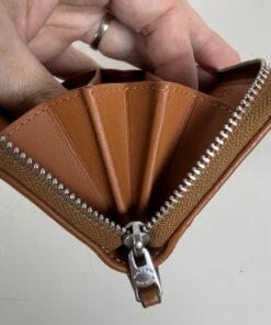 Coach Brass/Mushroom Crystal Signature Jacquard Essential Small Zip Around Card Case Wallet - Image 3