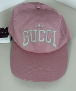 Gucci Pink Cotton Star Embroidered Logo "Pecchi" Baseball Cap Hat