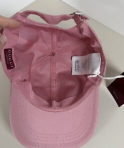 Gucci Pink Cotton Star Embroidered Logo "Pecchi" Baseball Cap Hat - Image 2