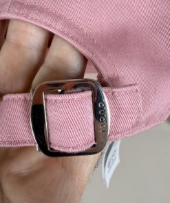 Gucci Pink Cotton Star Embroidered Logo "Pecchi" Baseball Cap Hat - Image 3