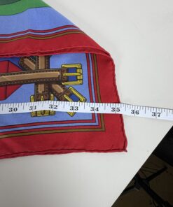 Hermes Paris "Les Sangles" Striped Belt Buckle 35" Silk Square Scarf - Image 4