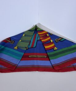 Hermes Paris "Les Sangles" Striped Belt Buckle 35" Silk Square Scarf - Image 5