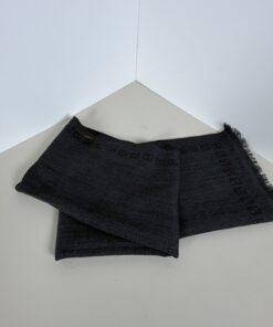 Fendi Charcoal Gray 100% Pure Wool Zucca Monogram Fringed Muffler Scarf