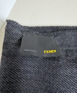 Fendi Charcoal Gray 100% Pure Wool Zucca Monogram Fringed Muffler Scarf - Image 6