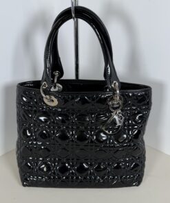 Dior Black Ultratglossy Patent Calfskin Cannage Medium Lady Dior Bag