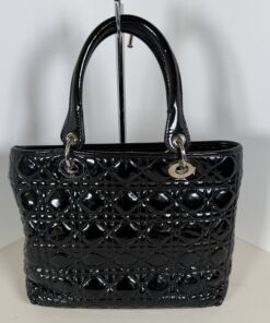 Dior Black Ultratglossy Patent Calfskin Cannage Medium Lady Dior Bag