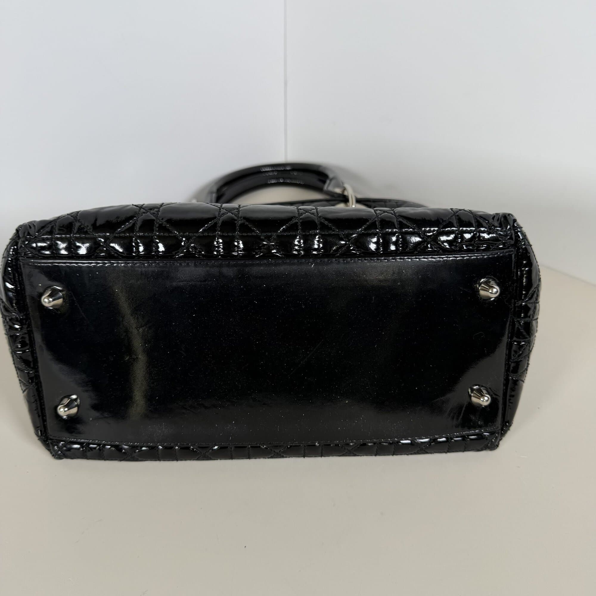 Dior Black Ultratglossy Patent Calfskin Cannage Medium Lady Dior Bag - Image 3