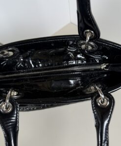 Dior Black Ultratglossy Patent Calfskin Cannage Medium Lady Dior Bag - Image 8