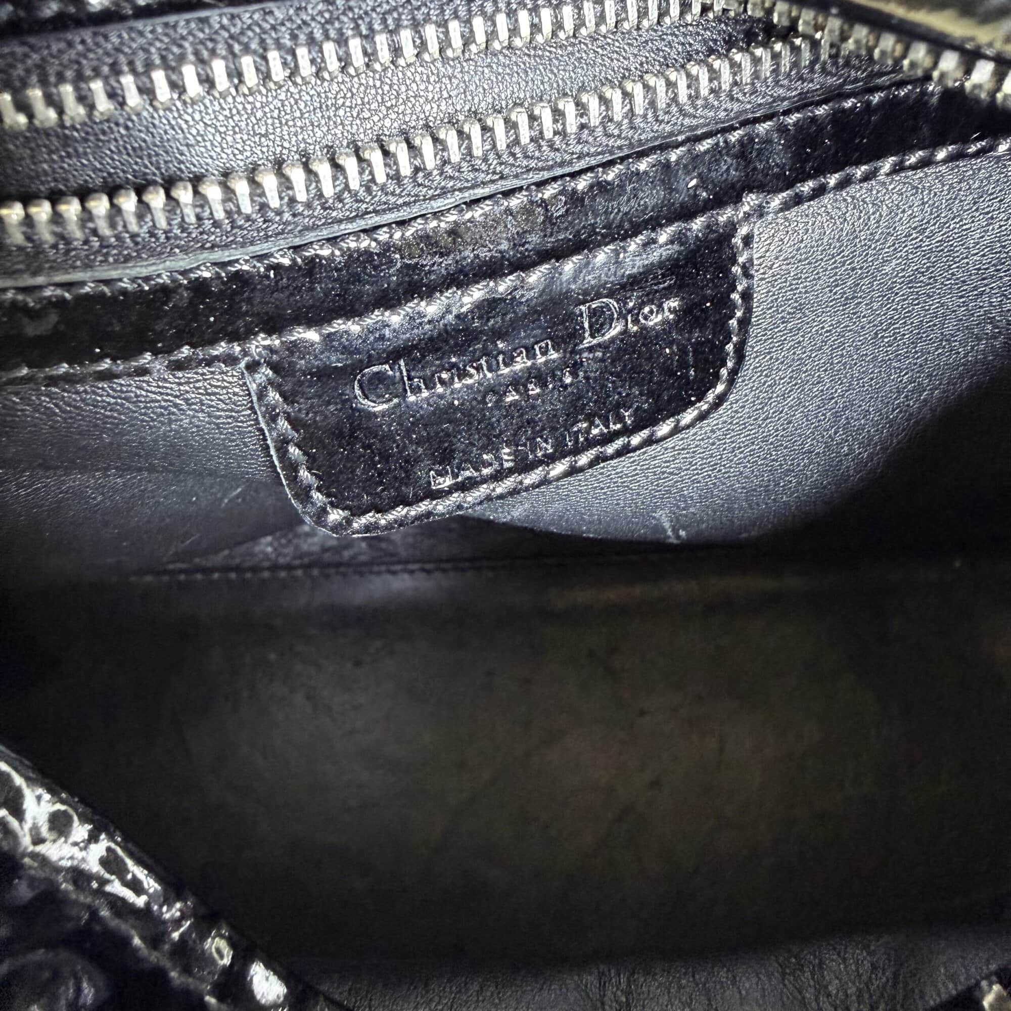 Dior Black Ultratglossy Patent Calfskin Cannage Medium Lady Dior Bag - Image 9