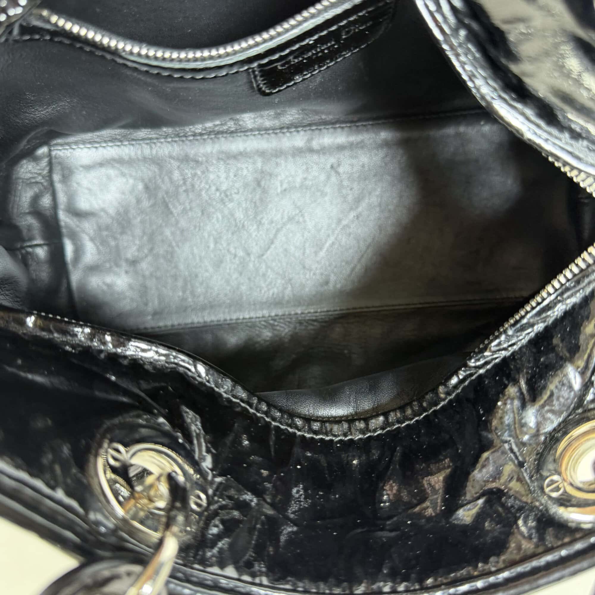 Dior Black Ultratglossy Patent Calfskin Cannage Medium Lady Dior Bag - Image 10