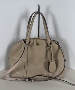 Coach Tan Saffiano Leather Peyton Cora Domed Satchel Bag